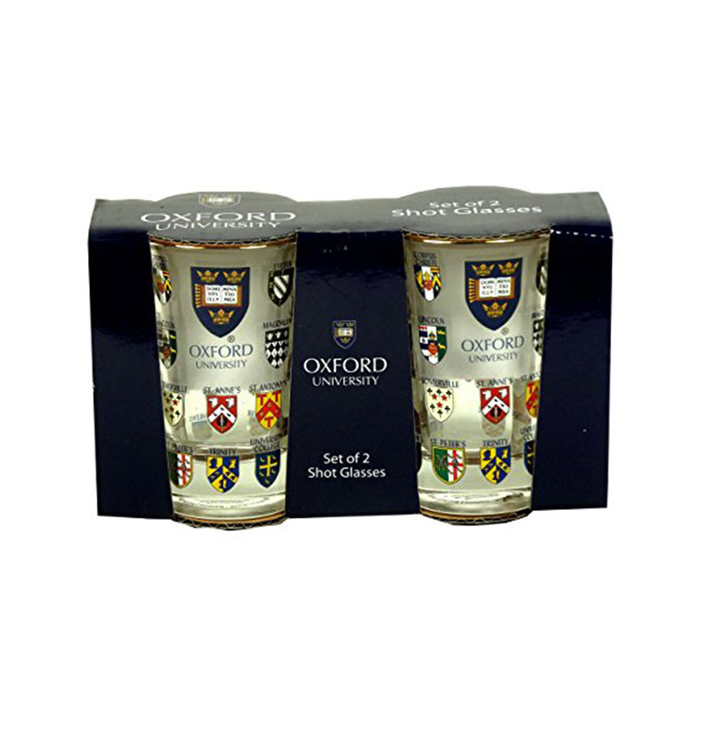 Oxford Shot Glasses - Set of 2 Shot Glass with Oxford University Crests