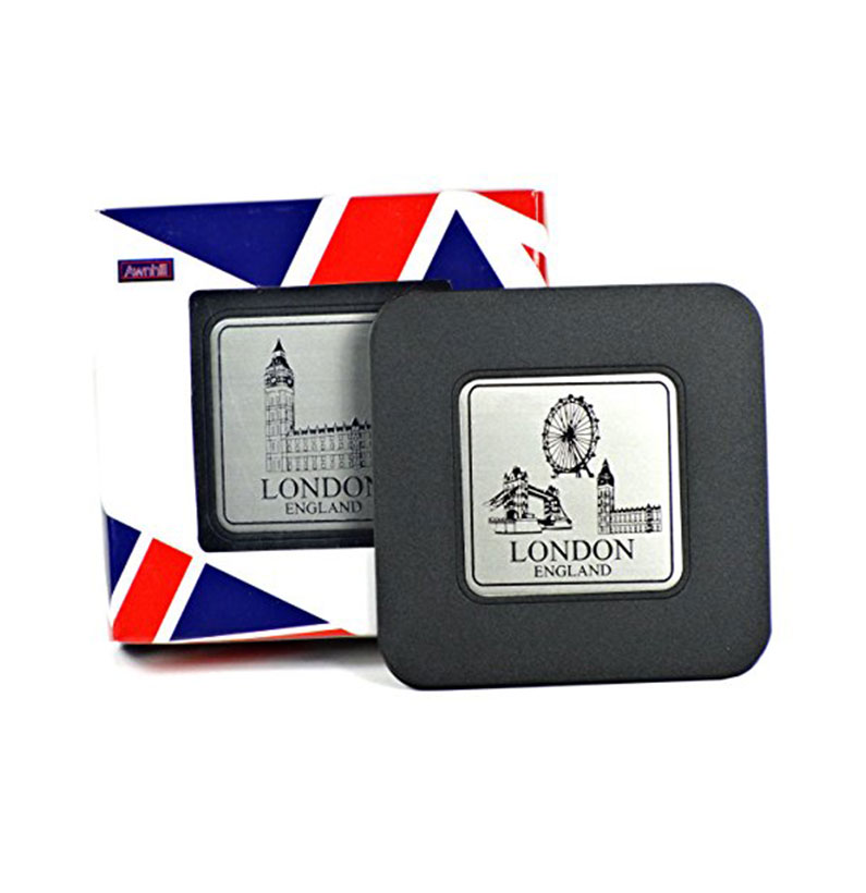 Coasters / Cocktail Mats - Box Set of 6 Silver Embossed London Icons Coasters