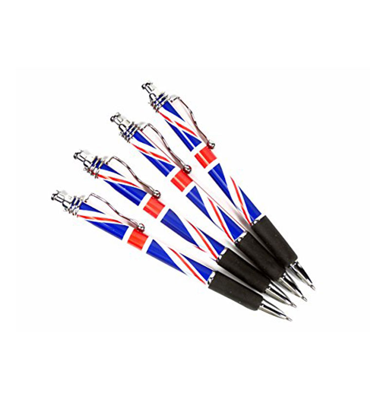 Rollerball Pens with Union Jack Design, Set of 4 Pens, London Souvenir Collectable