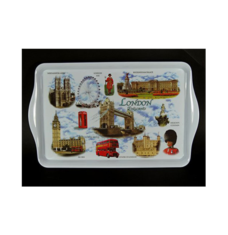 Melamine Tray Large - London Multi Scenes, Detailing Various London Scenes and Icons -T002