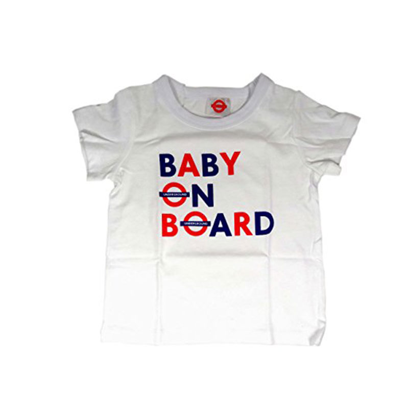 Baby Underground T Shirt with Baby on Board Print, White - Transport for London Souvenir Tee Shirt (0-6 Months)