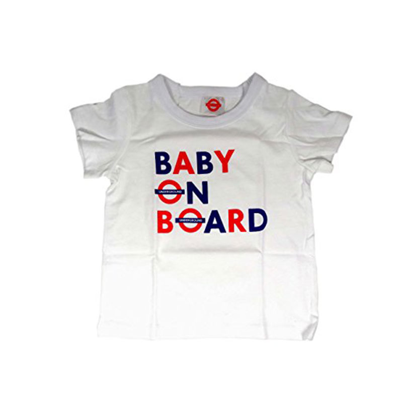 Baby Underground T Shirt with "Baby on Board" Print, White - Transport for London Souvenir Tee Shirt (12-18 Months)