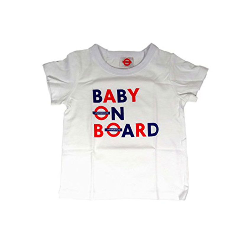 Baby Underground T Shirt with "Baby on Board" Print, White - Transport for London Souvenir Tee Shirt (18-24 Months)