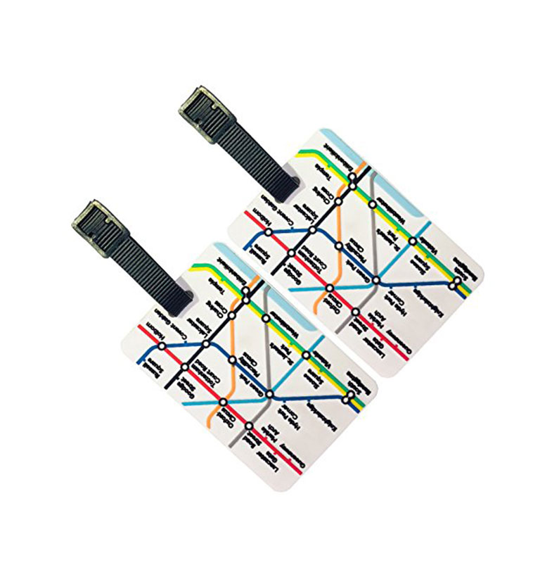 Luggage Tags (Pack of 2) with Underground Tube Map Print, Transport for London Souvenir