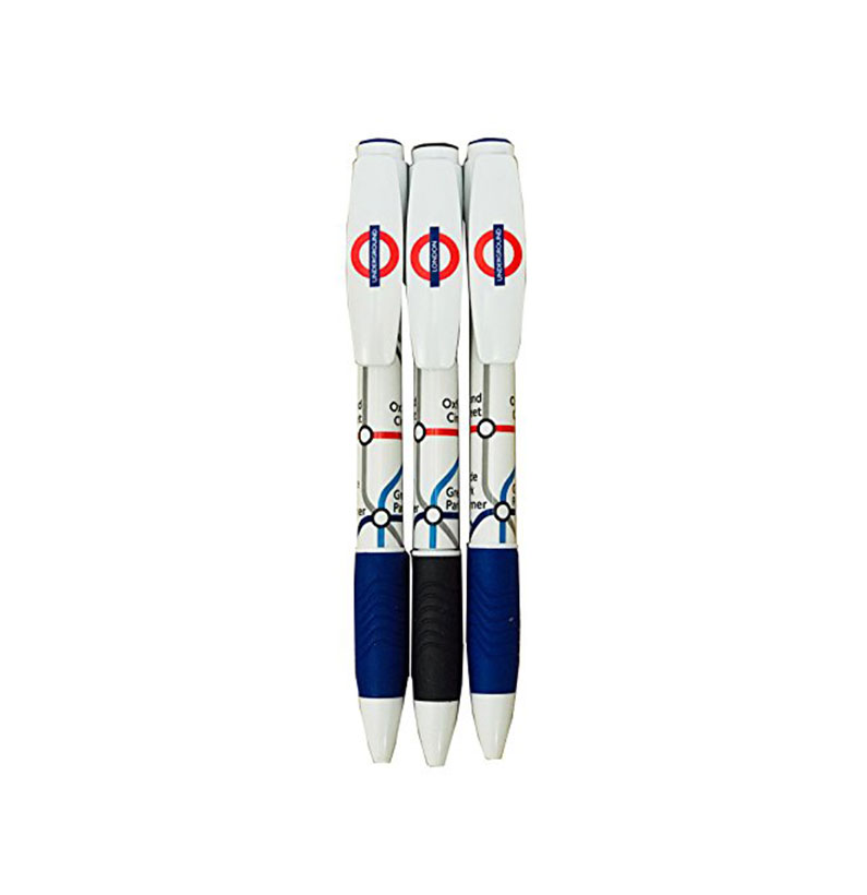 Transport for London Underground Map Printed Plastic Ball Point Pens (Pack of 3)