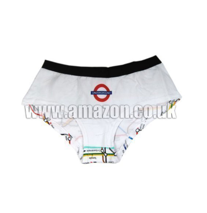 London Underground Tube Map Printed Cotton Ladies Briefs, Underground Front/Map Back, 12-14 - LON5004ML (12-14)