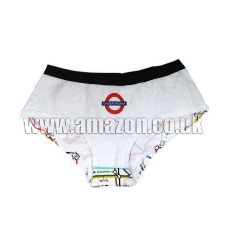 London Underground Tube Map Printed Cotton Ladies Briefs, Underground Front / Map Back, 8-10 - LON5004SM (8-10)