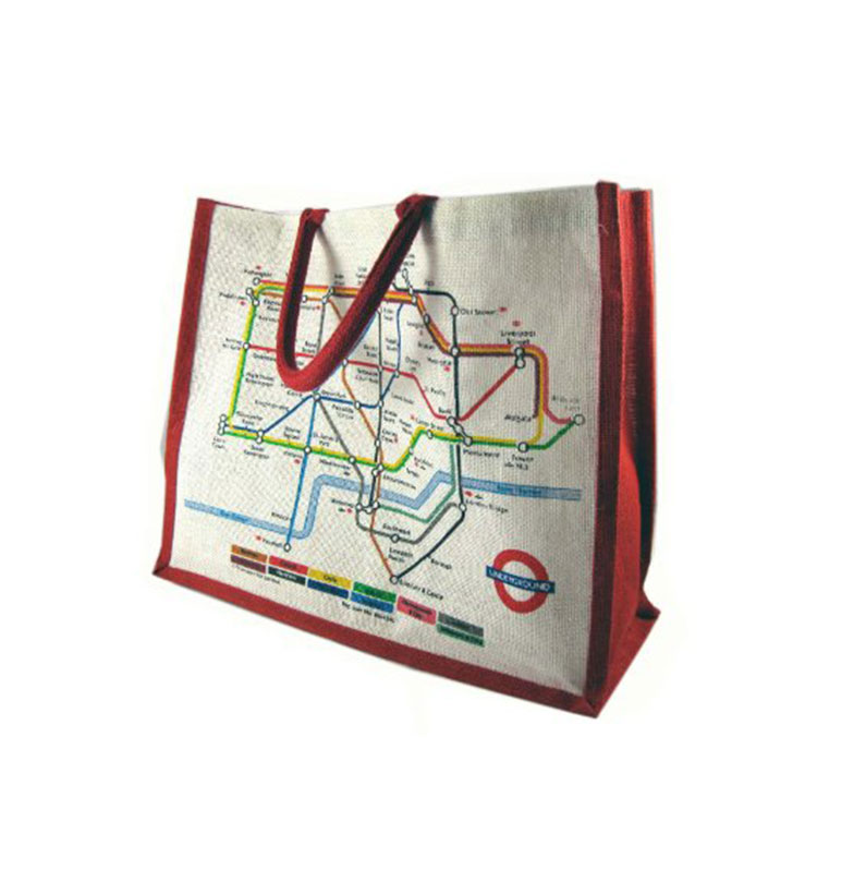 Jute Bag - Underground Map, Jute Bag with Tube Map Print, Transport for London Souvenir