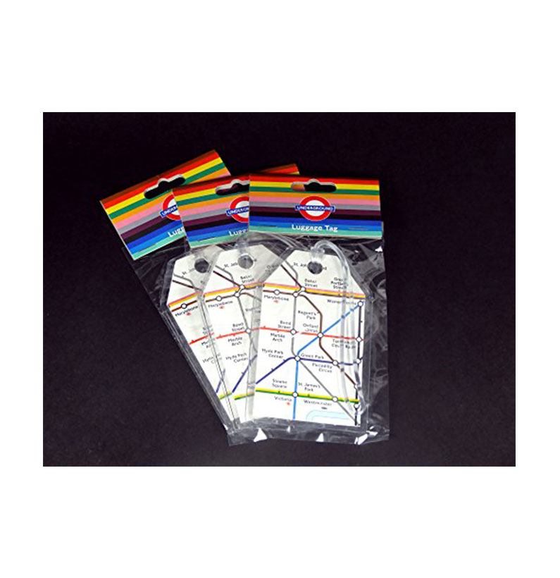Luggage Tags (Pack of 3) with Underground Tube Map Print, Transport for London Souvenir