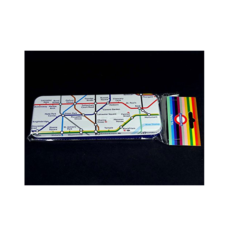Pencil Case - London Underground Tube Map on Top and UNDERGROUND Roundel at Bottom, Made of Tin
