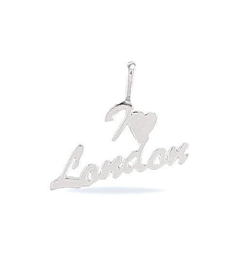 London Souvenir Charm - Stirling Silver Pendant I Love London and Chain