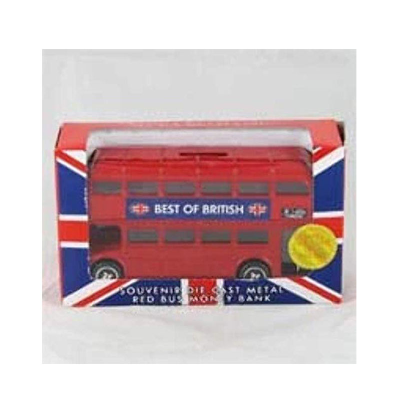 London Bus Money Bank - Souvenir Die Cast Metal Big Red Bus Money Box.