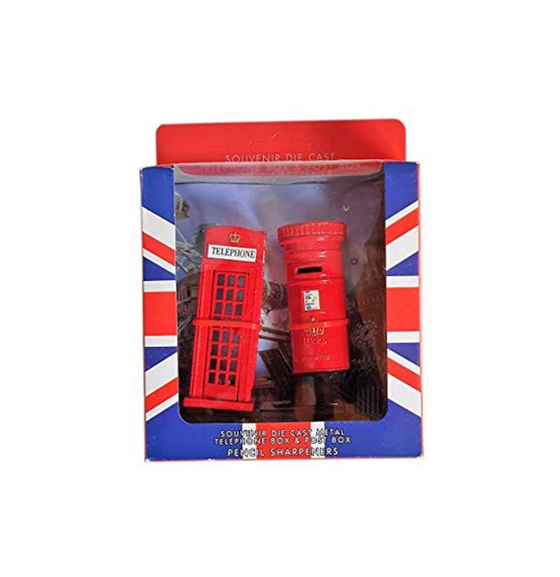 Telephone and Post Box Pencil Sharpener Set Made of Die Cast Metal - London Souvenir Collectable