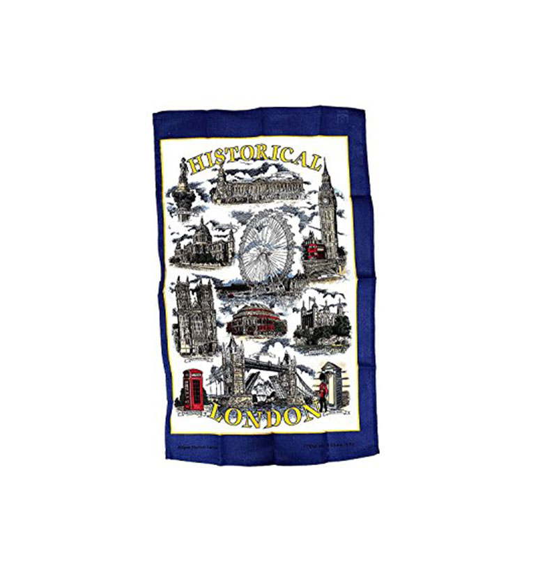 London Tea Towel Souvenir Gift Historical Landmarks Collage Scenes UK GB 100% Cotton Tea Towel