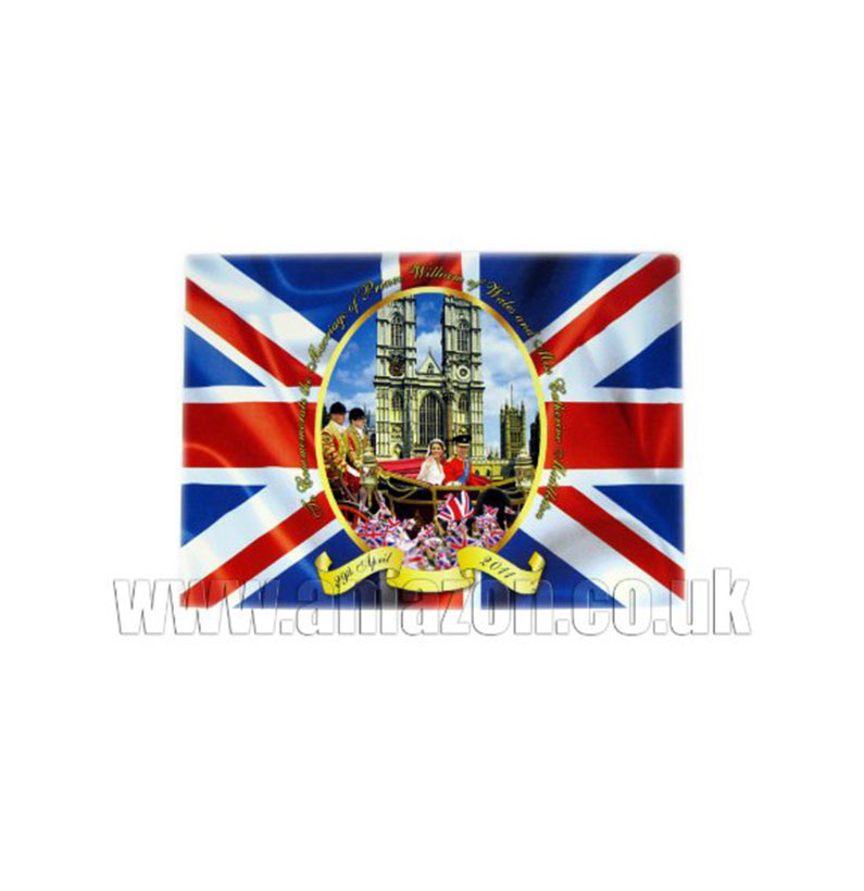 Royal Wedding Postcard, with the Union Jack Background, Prince William and Catherine in Royal Coach