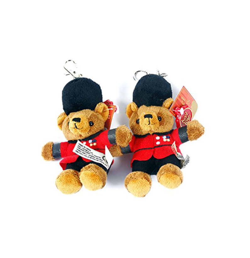 Guardsman Key Holders - London Souvenir Guardsman Teddy Bear Keyrings (8cm) -ST2960