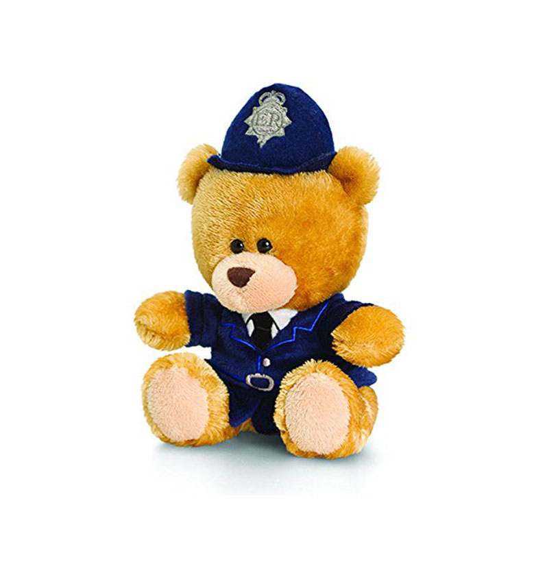 Keel Toys Pipp the policeman bear 14cm Beanie Cuddly Soft Toy Plush