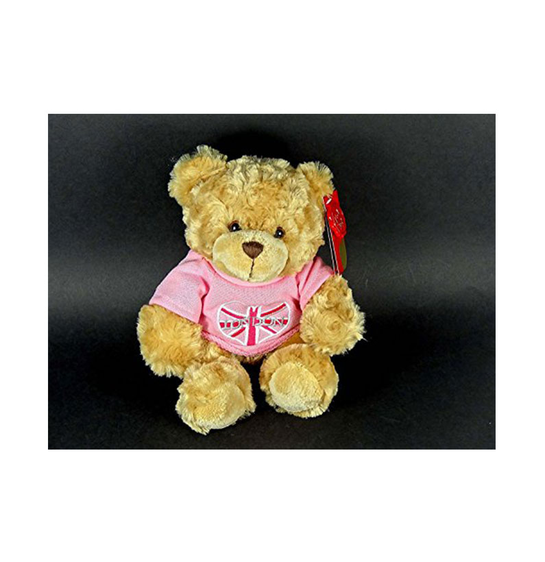 Teddy Bear - Teddie Wearing a Union Jack Heart with London Embroidery Pink Fleece (20 cm Sitting)