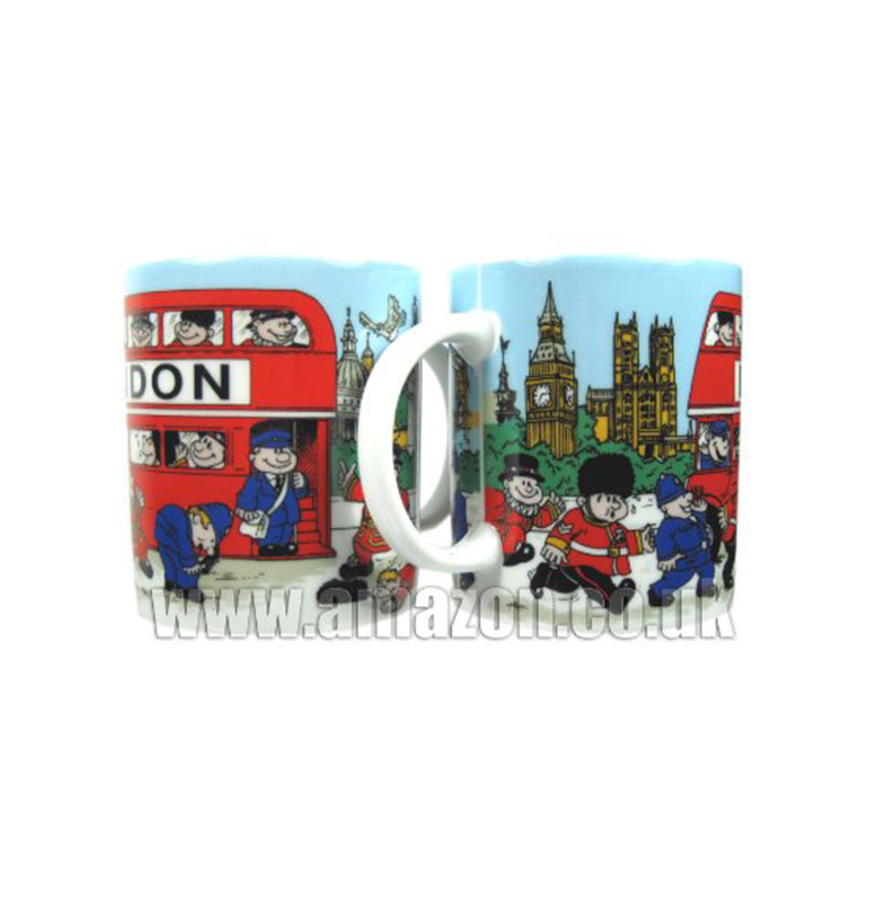 London Cartoon Bus Souvenir Coffee Mug - Big Red Bus Design Printed Mug
