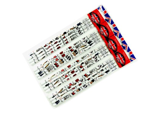 Pencil Set - London Icons Design, London Souvenir Collection- 4 Packs of 4 Rubber Tipped Pencils- NPECJ02