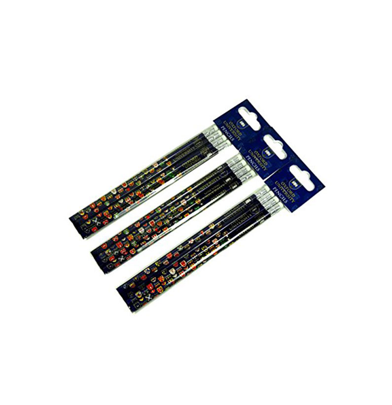 Pencil Set - Oxford University Crest, Oxford Souvenir Collection - 3 Packs of 4 Rubber Tipped Pencils