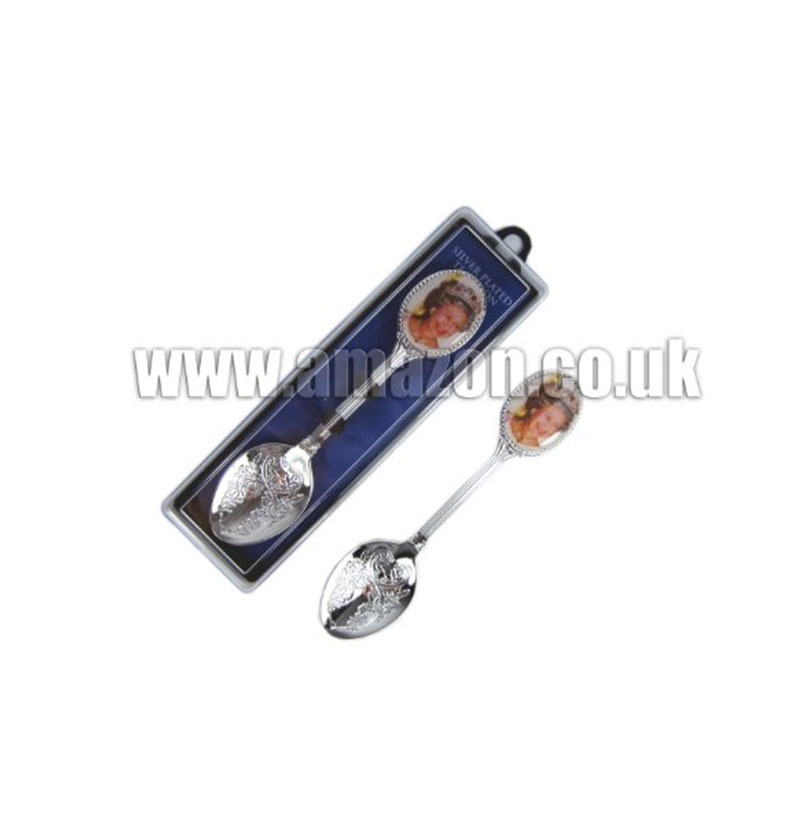 Ovel Photostone Silverplated Spoon - H M Queen Elizabeth II, British Royal Souvenir
