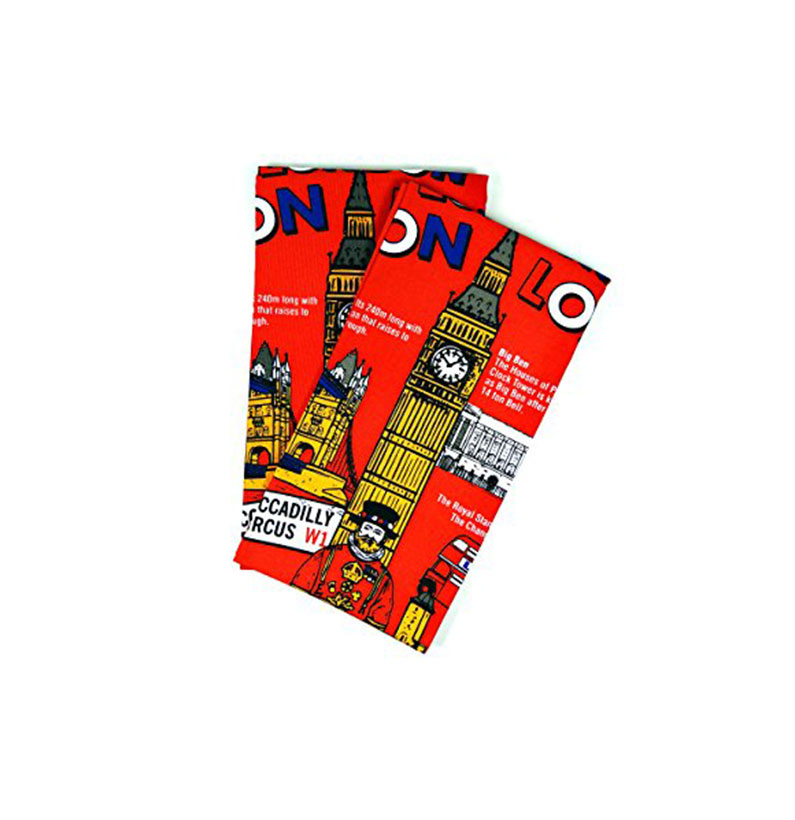 Teatowels / Wall Hangs - London Scenes Design Printed Cotton Tea Towels, Souvenir of London - Pack of 2