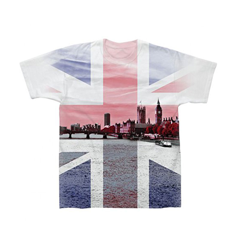 London Houses of Parliament with Union Jack (The Vintage Lifestyle Brand) Sublimation T Shirt - Souvenir Tee Shirt (Small)
