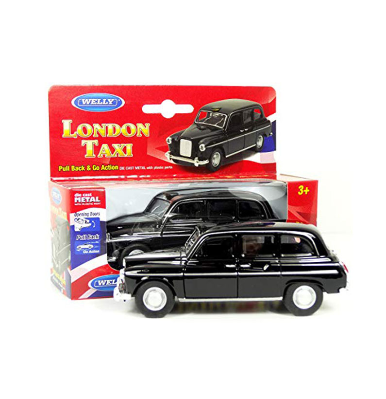 Welly London Red Bus and Black Taxi Friction Models Made of Die Cast Metal and Plastic Parts (London Black Taxi)