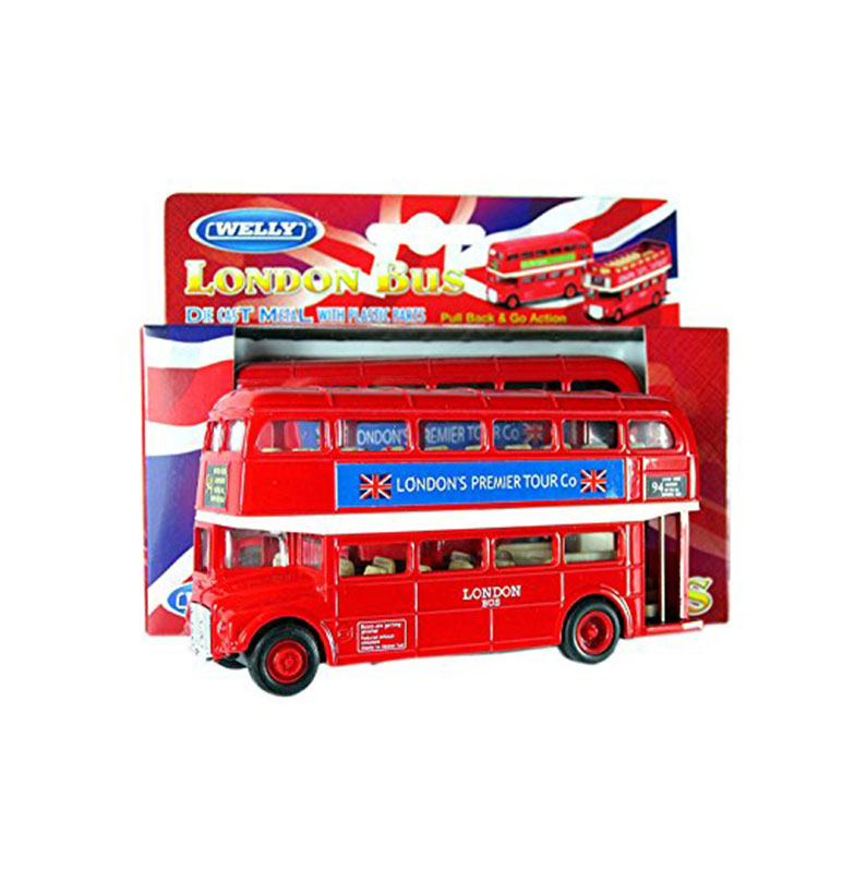 London Double Decker Red Bus Model (Pull Back & Go Action) Made of Die Cast Metal and Plastic Parts