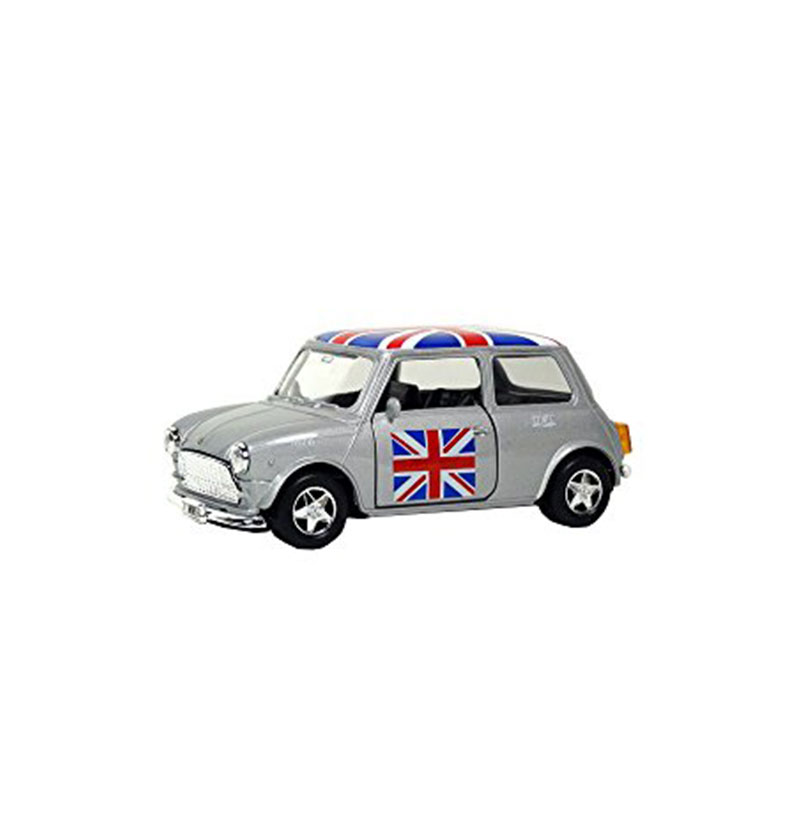Mini Cooper Model Made of Die Cast Metal and Plastic Parts, Pull Back & Go Action (Silver)