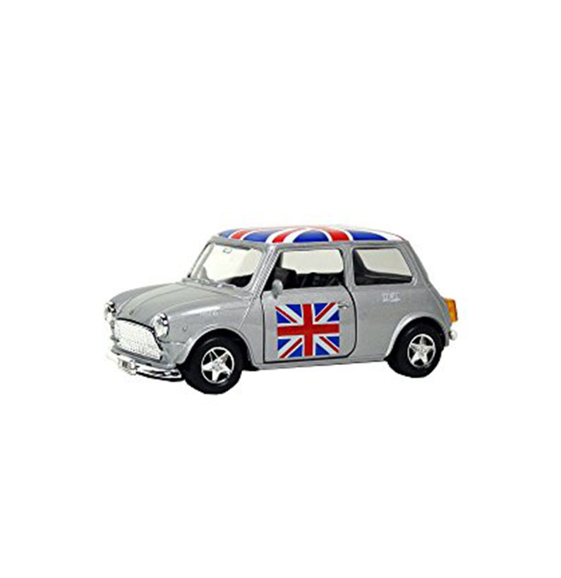 Mini Cooper Model Made of Die Cast Metal and Plastic Parts, Pull Back & Go Action (Silver)