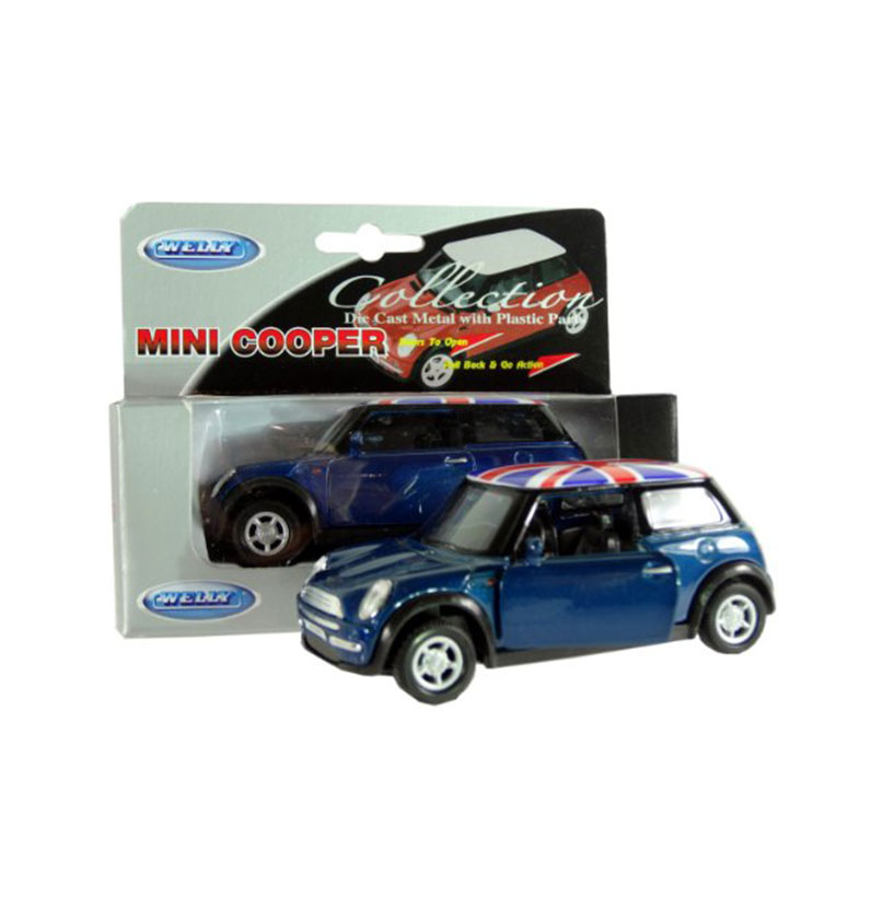 New Style Mini Cooper Model Made of Die Cast Metal and Plastic Parts, Pull Back and Go Action, Navy Blue