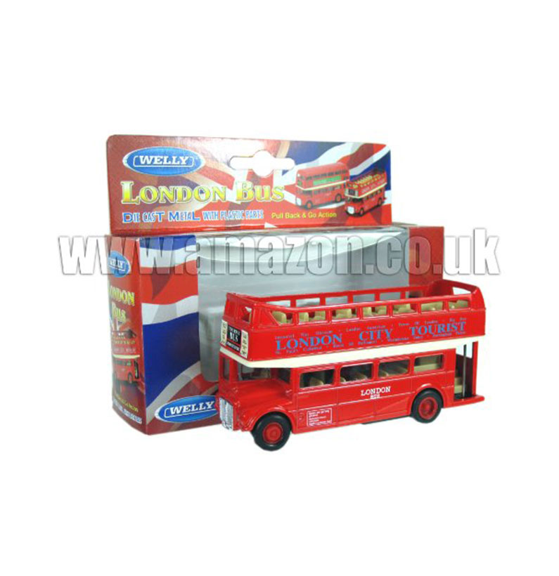 Diecast London Open Top Bus - Pull Back and Go Action