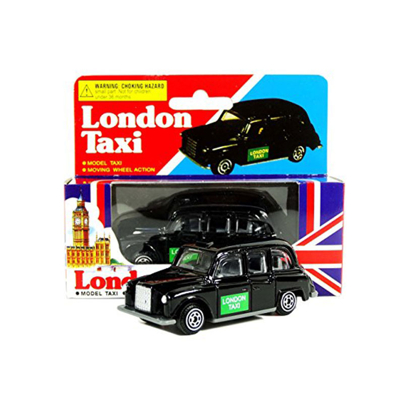 London Black Taxi Model Made of Die Cast Metal and Plastic Parts with Moving Wheel Action
