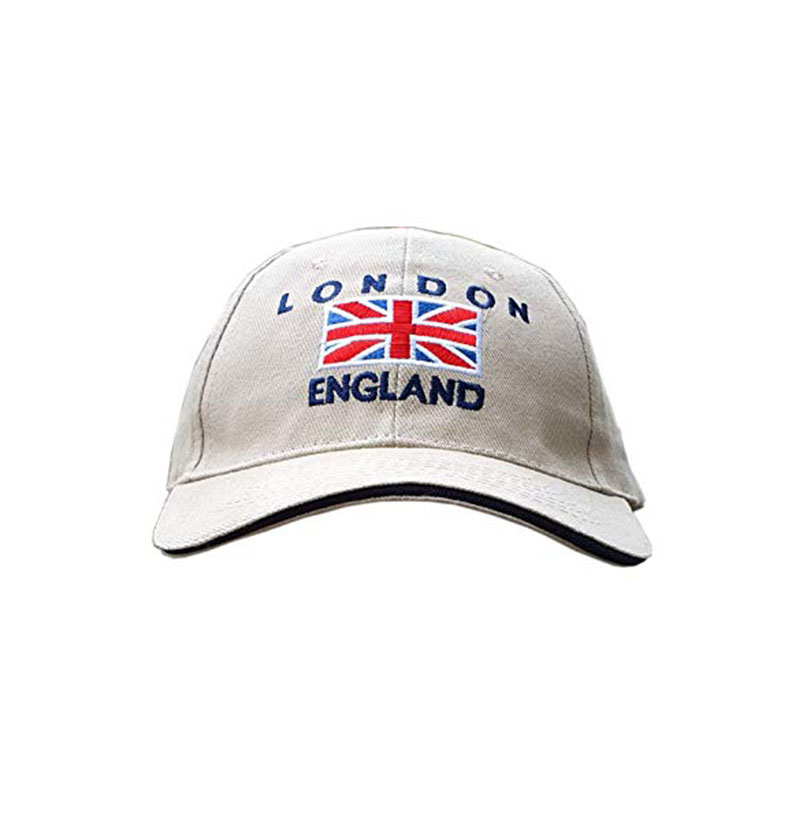 Baseball Caps - Union Jack Embroidery with London England ? Cream, London Souvenir