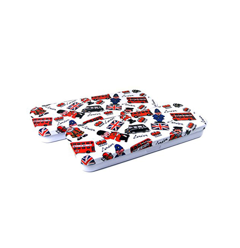 Pencil Boxes (2 Qty) - London Icons Printed Pencil Cases Made of Tin, London Collection - 181
