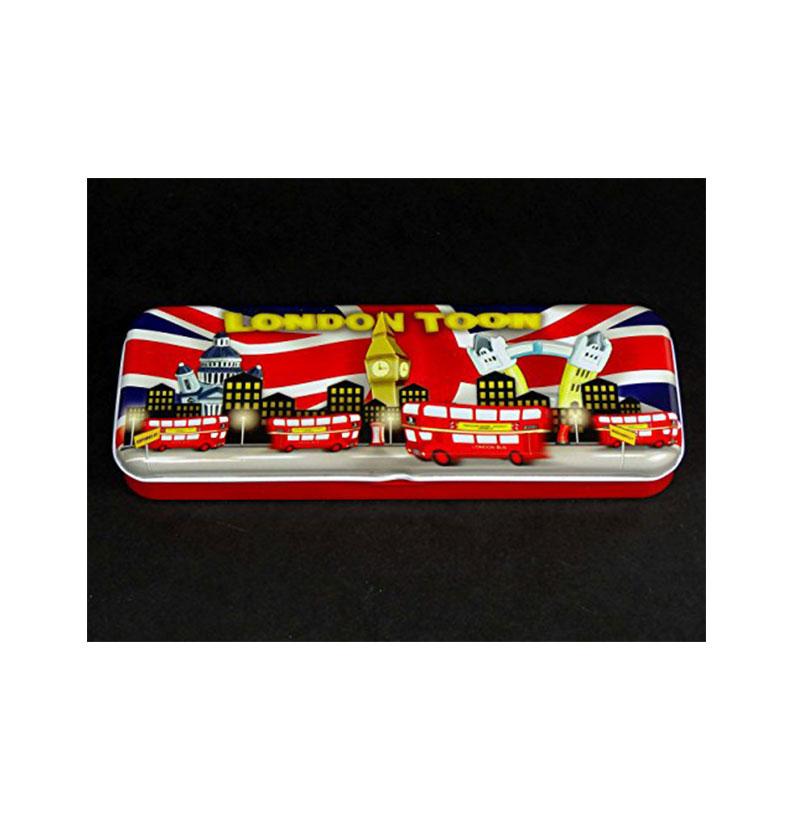 Souvenir Pencil Box - London Toon Design, A Cartoon Skyline of the City, Made of Tin
