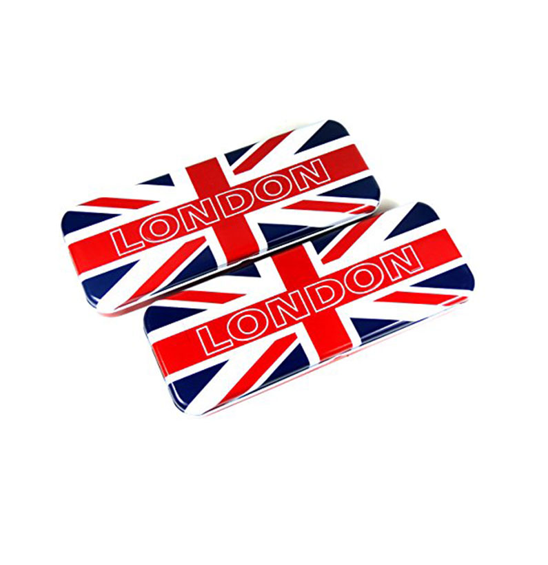 Pencil Boxes (2 Qty) - Union Jack and London Printed Pencil Cases Made of Tin, London Collection - 180