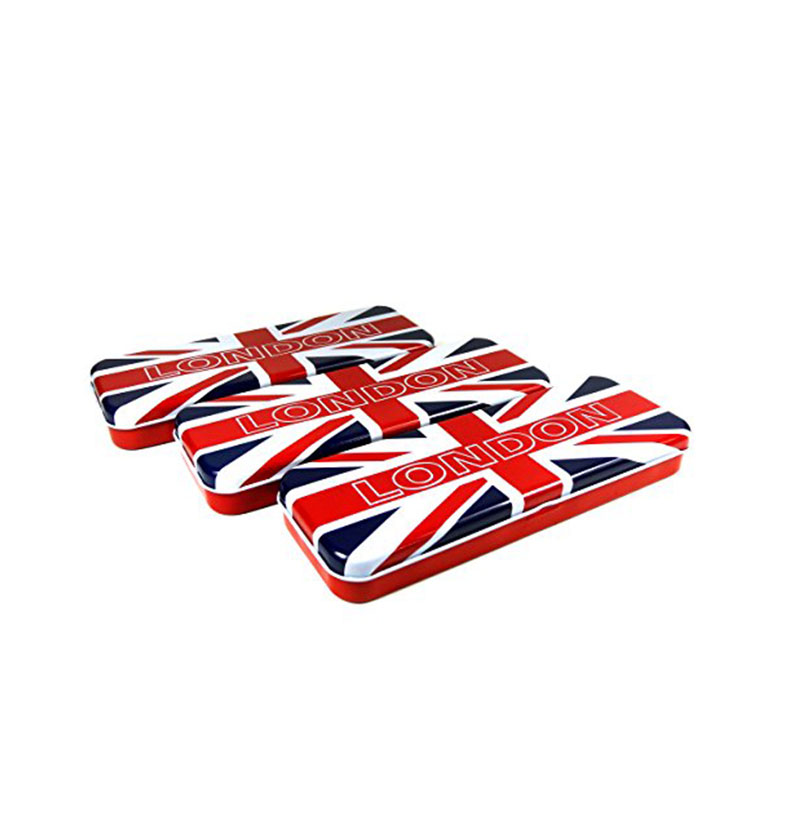 Pencil Cases (3 Qty) - Union Jack and London Printed Pencil Boxes Made of Tin, London Collection - 180