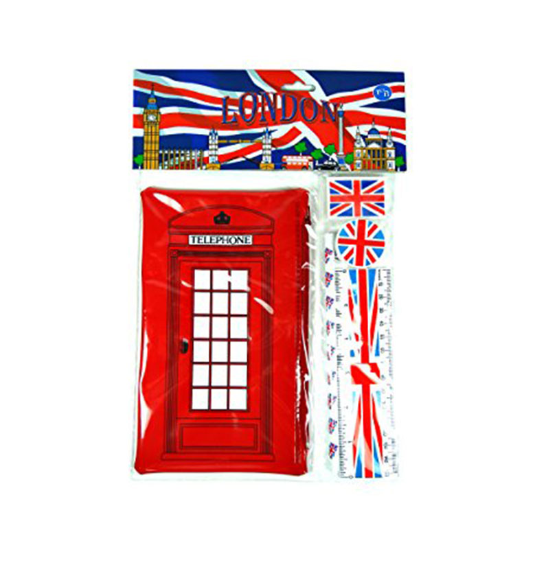 London Red Telephone Box School Kit with Union Jack Pencil Case and Union Jack Accessories - 681