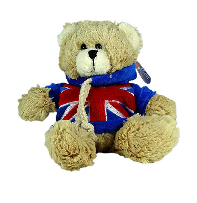 Soft Toys Union Jack Cute Hoodie Teddy Bear - Collectible Souvenir (Small)