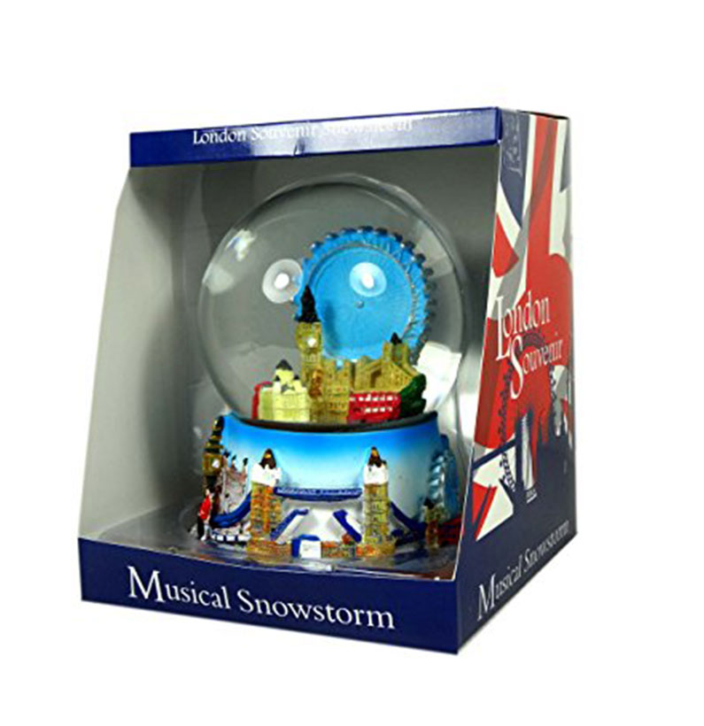 Snow Globes Extra Large Musical, Composite - Detailing London Eye and Skyline, London Collectable Souvenir