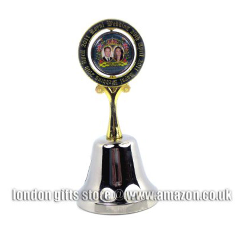 Royal Wedding Souvenir Spin Bell detailing H R H Prince William and Kate